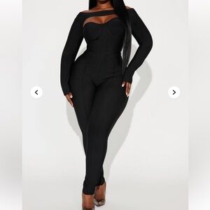 Fashion Nova Elegant Black Long Sleeve Jumpsuit